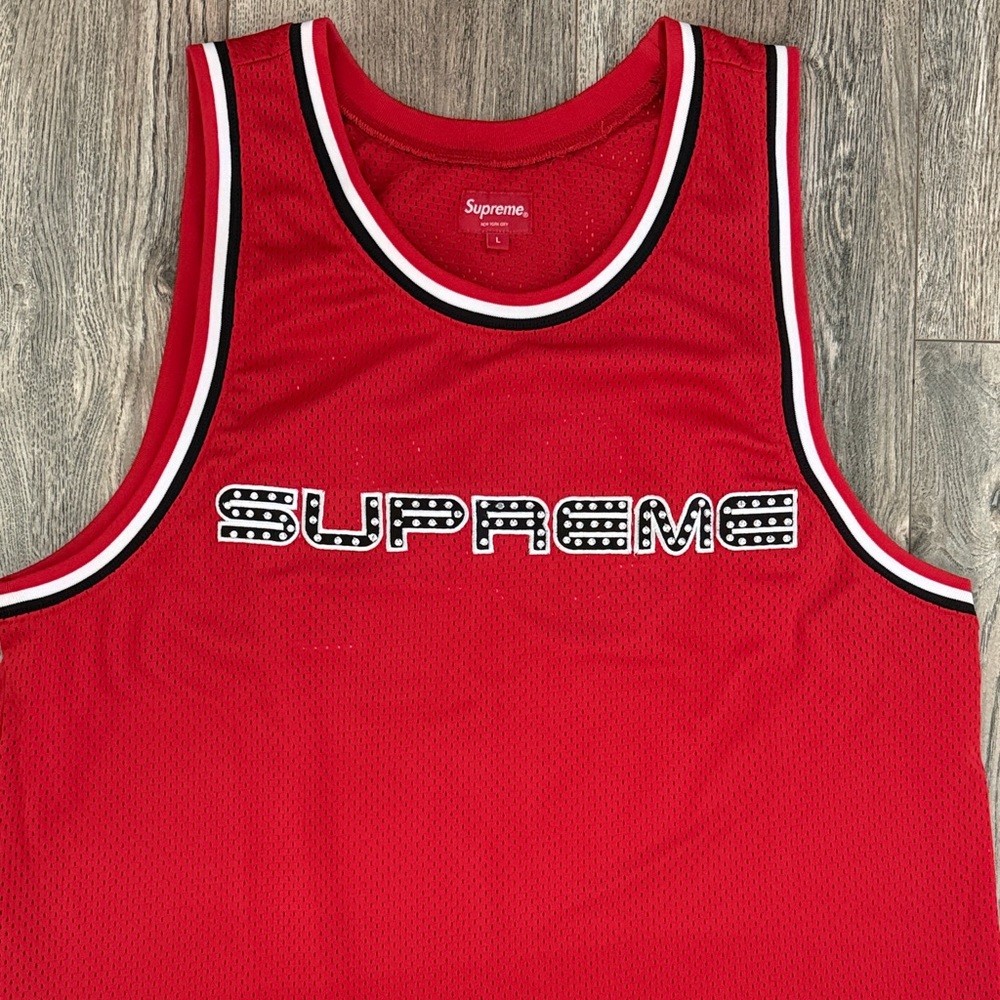 Supreme Red Mesh Tank with Black and White Trim